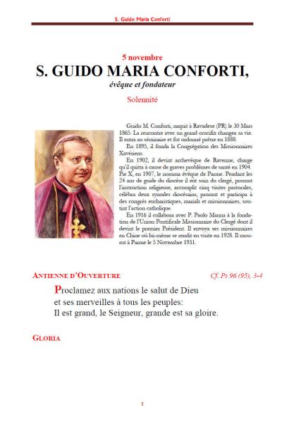 Liturgie de la Solennit&eacute; de St Conforti